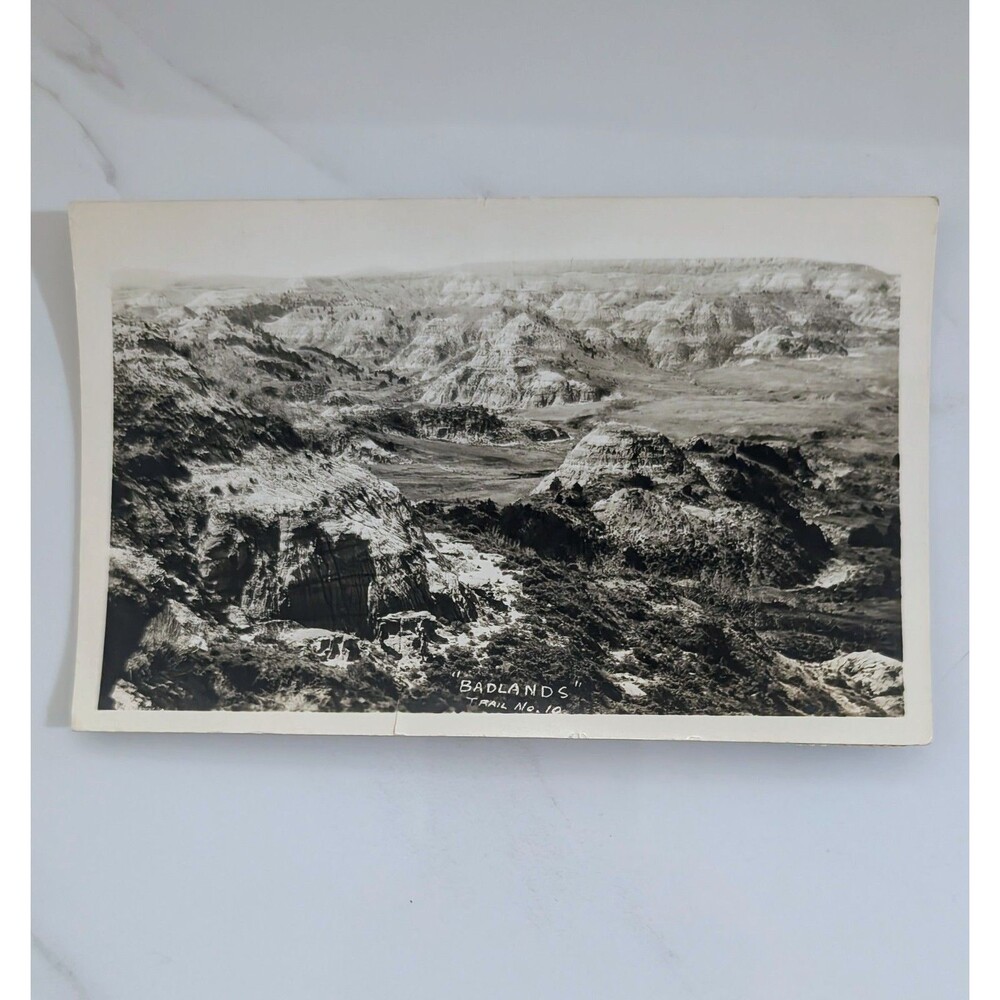 1931 RPPC Badlands North Dakota Trail No. 10 Real Photo Postcard Posted July 7